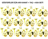 Nessiworld Okul Gösterileri için 12'li Arı Kanadı Seti - Etkinlik Kanatları